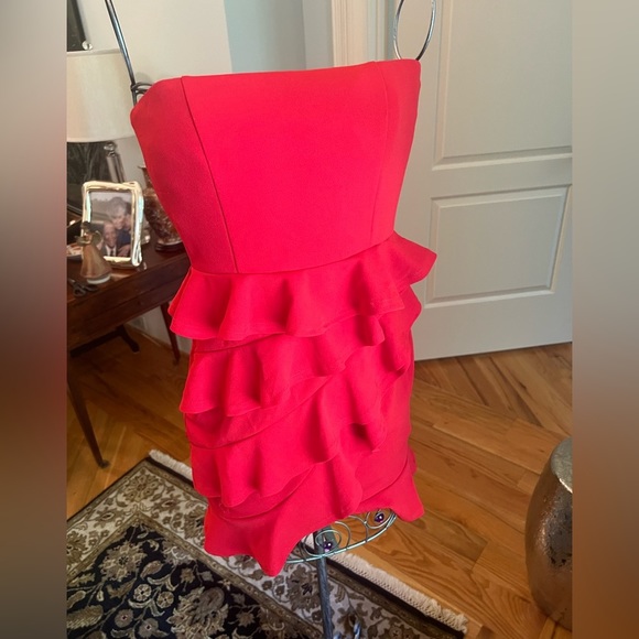 These Three Boutique Red Ruffle Strapless Cocktail Dress | Valentines Dress - Picture 9 of 11